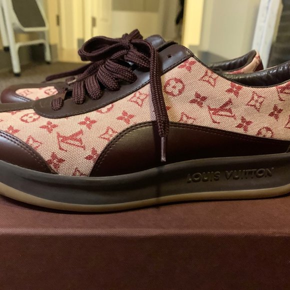 Vintage Louis Vuitton Monogram Canvas Sneakers in Red - Picture 3 of 5